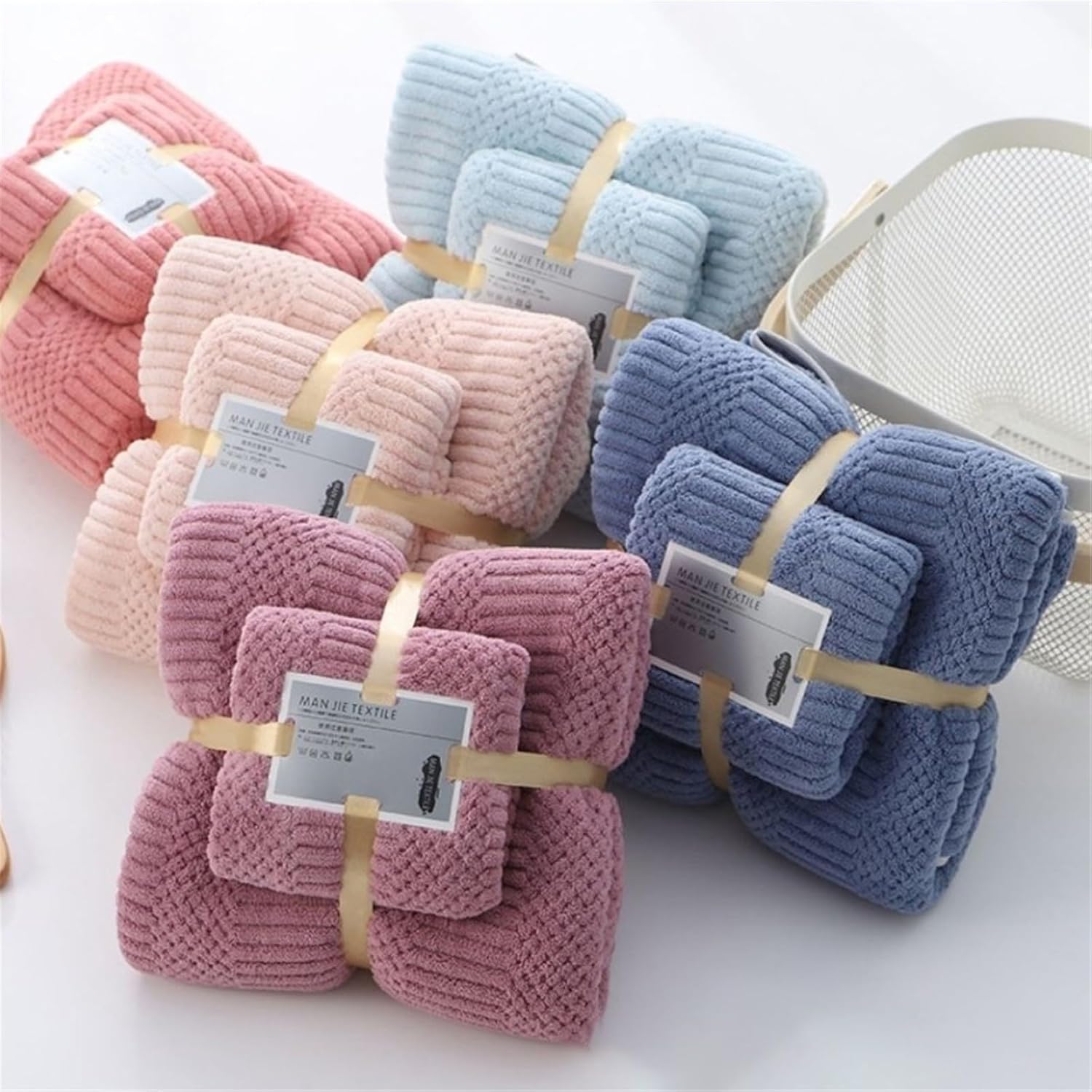 Coral Velvet Bath Towel Set of 6 with Washcloth