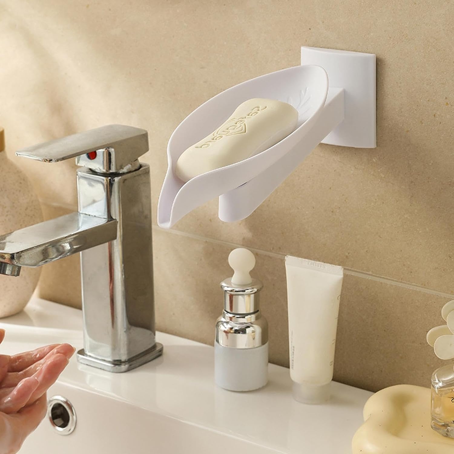 GLANSI Soap Dish Holder - Leaf Drain Soap Rack 1