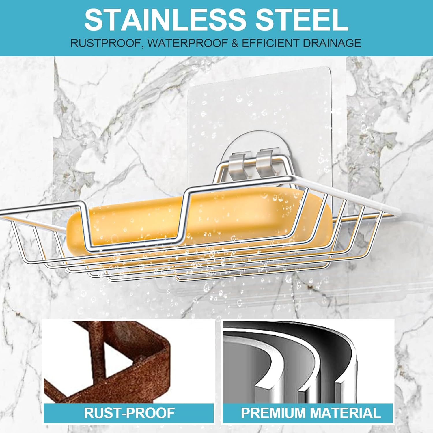 LBshmao-D Silver 304 Stainless Steel Soap Dish Holder