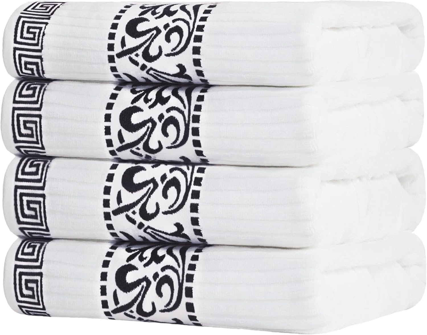 Superior 4-Piece Bath Towel Set with Greek Trim