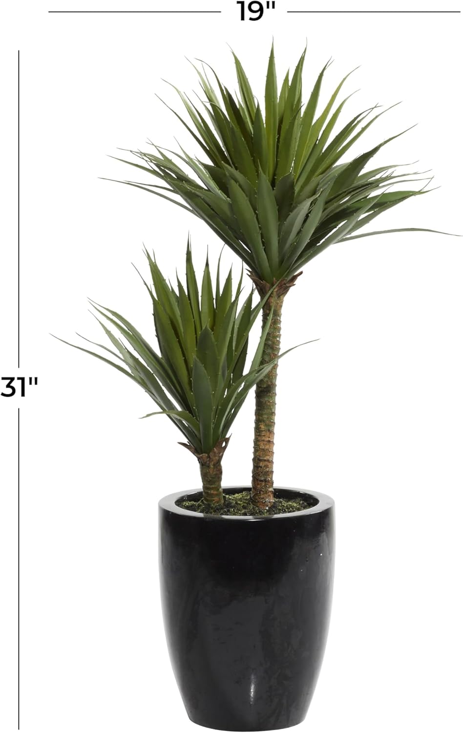 Deco 79 Artistic Artificial Dracaena Plant with Black Fiberglass Pot