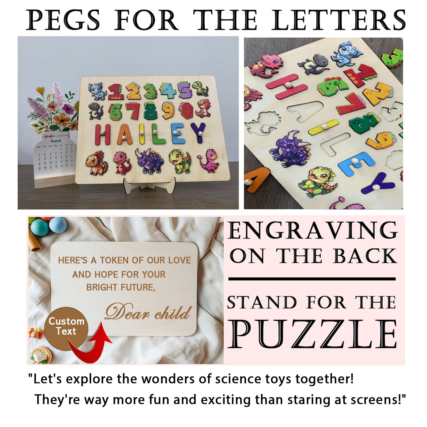 Personalized Wooden Name Puzzles for Toddlers 1-3