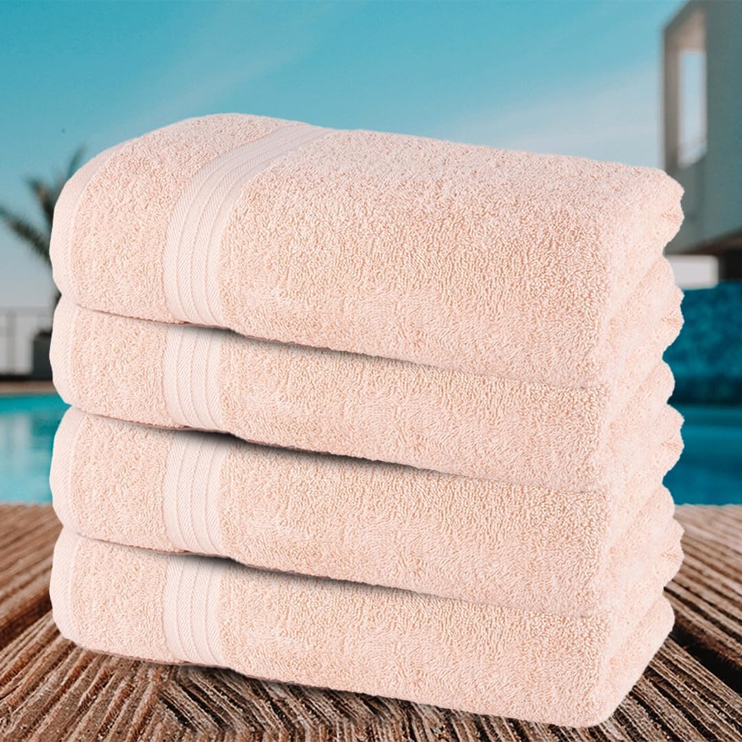 Textila Bath Towels - 30x60 Inch Pack of 4 Light Peach