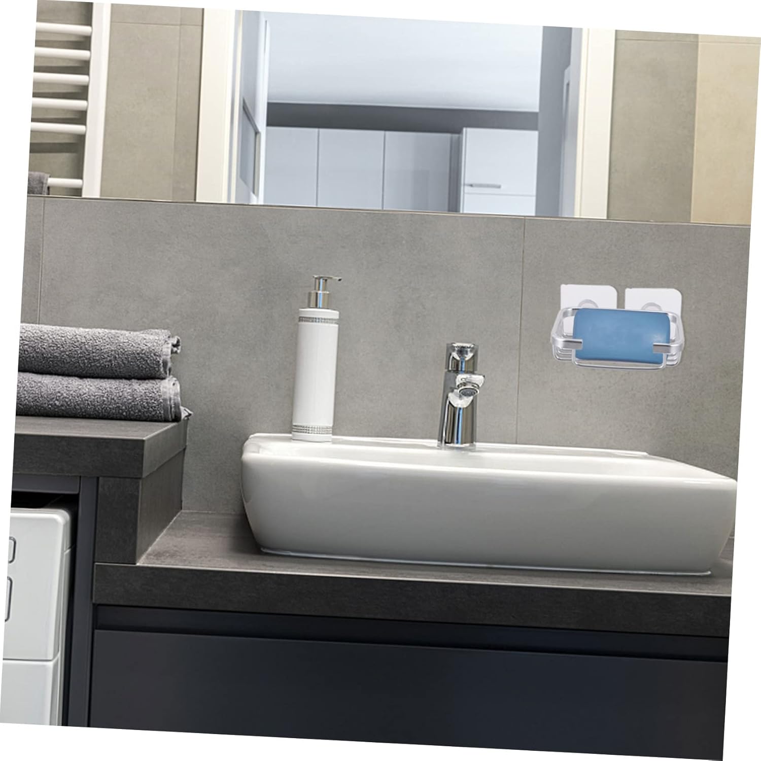 ETHZZLE No-Punch Wall Mount Soap Holder Silver