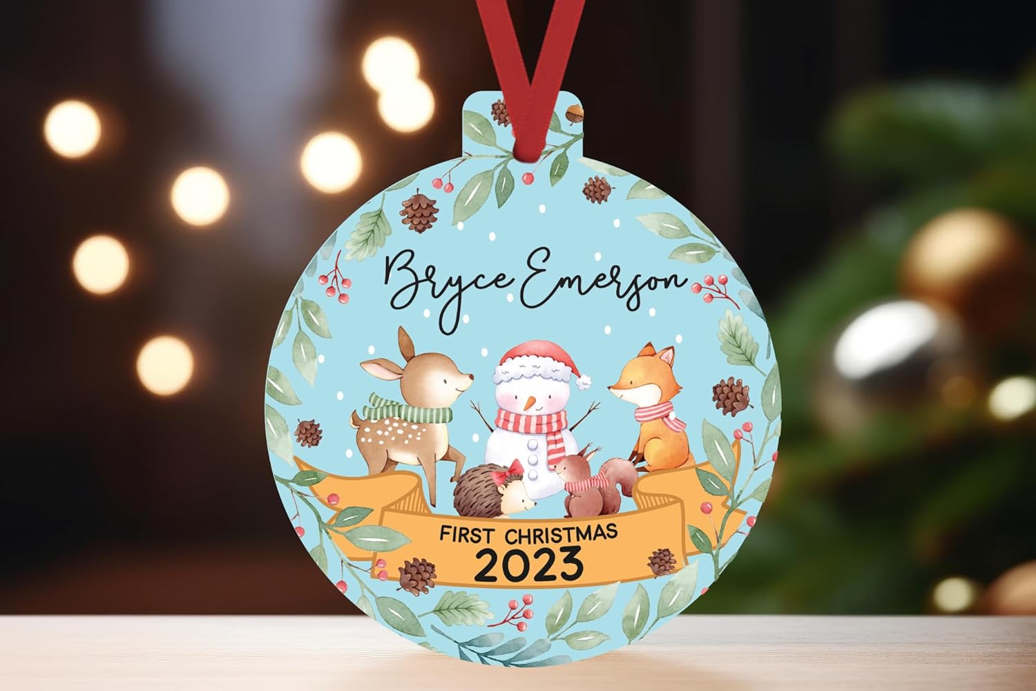 2023 Woodland Animals First Christmas Baby Ornament 1