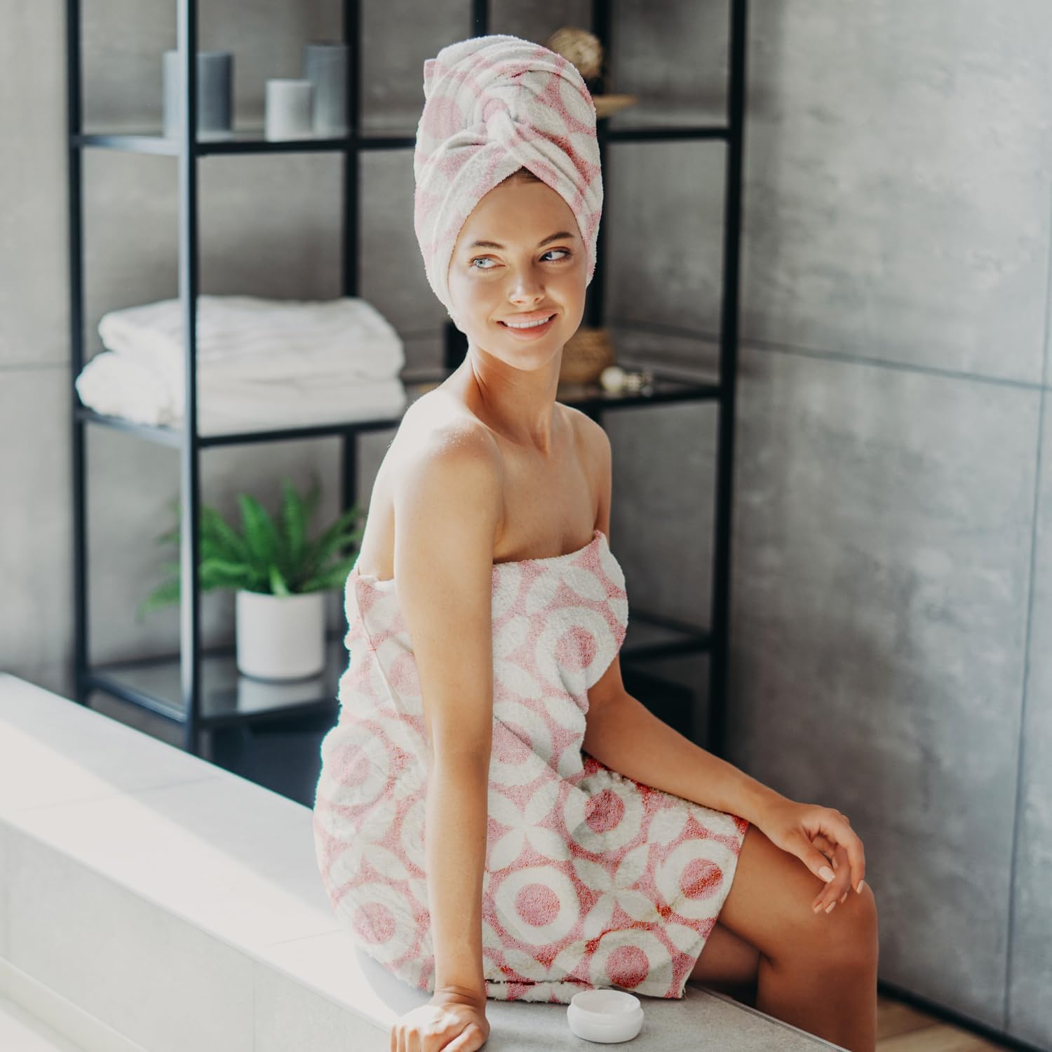 OX Pink Bath Towels Set of 2 Cotton 27x55 Inch
