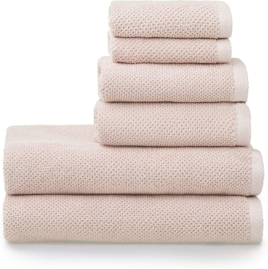 Simpli-Magic Popcorn Textured Towel Set 6 Pieces Pink 1
