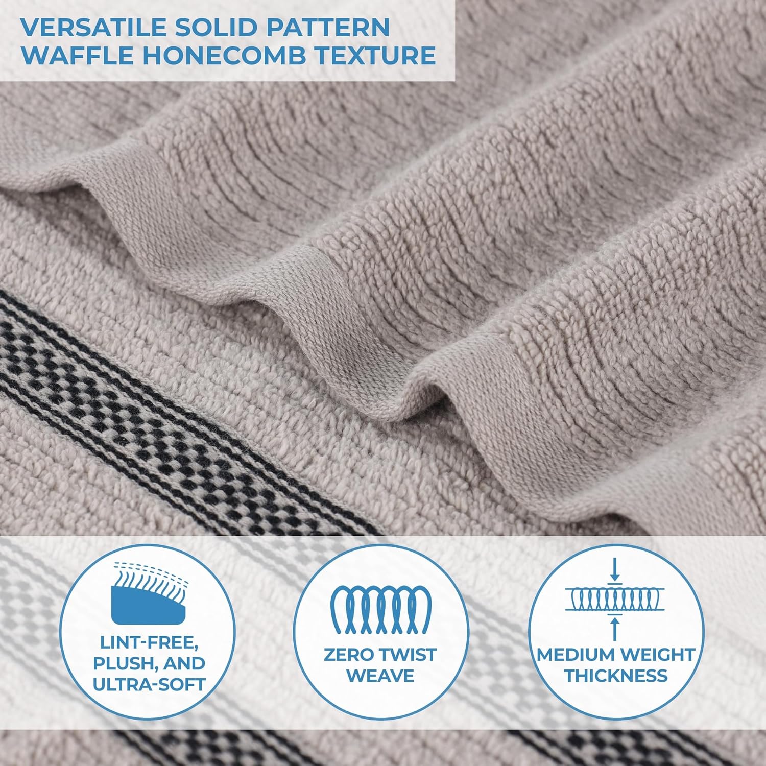 BLUENILEMILLS BNM Zero Twist Cotton Bath Towel Set of 3 Grey