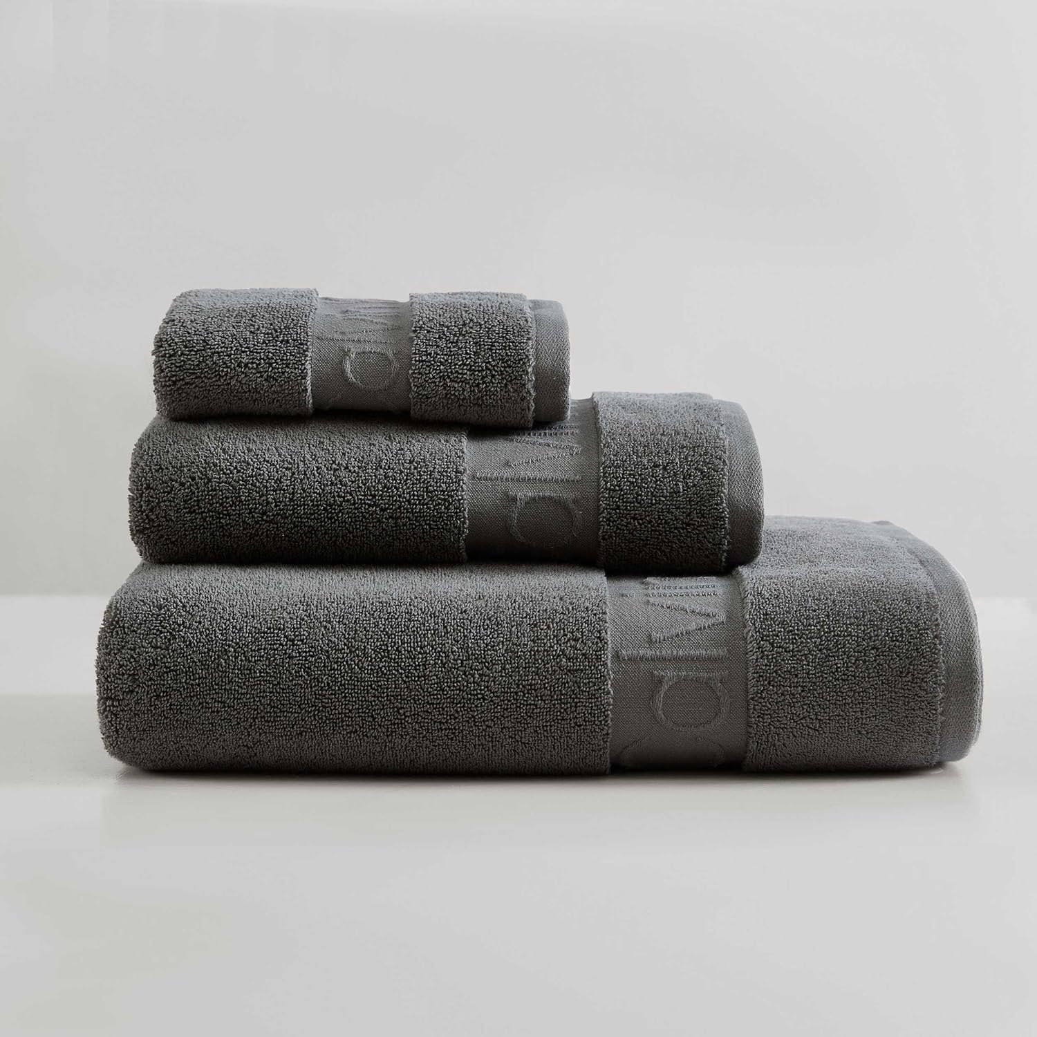 Calvin Klein Bath Towel Set 3-Piece Solid Grey 1