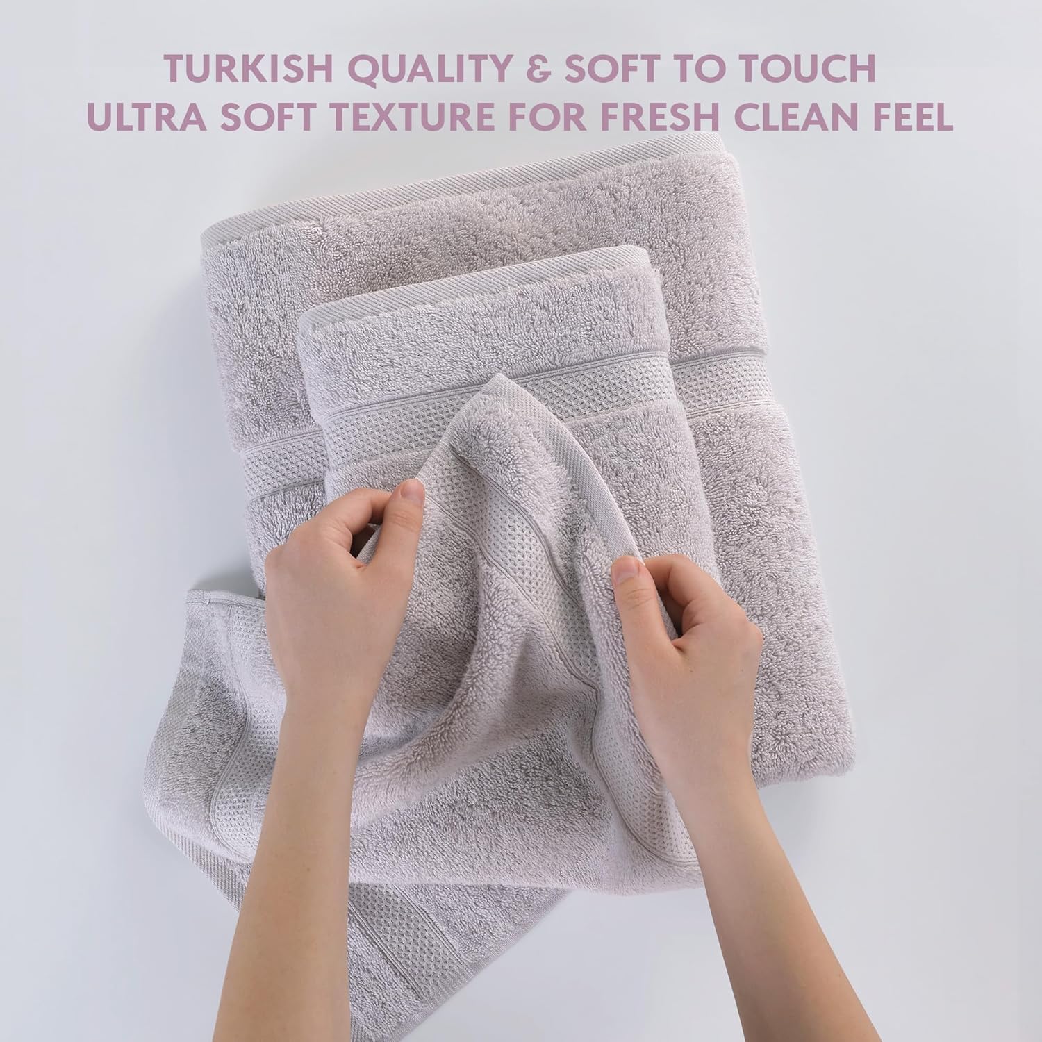 TrendShine Bath Towel Set of 6 - Soft Absorbent Grey