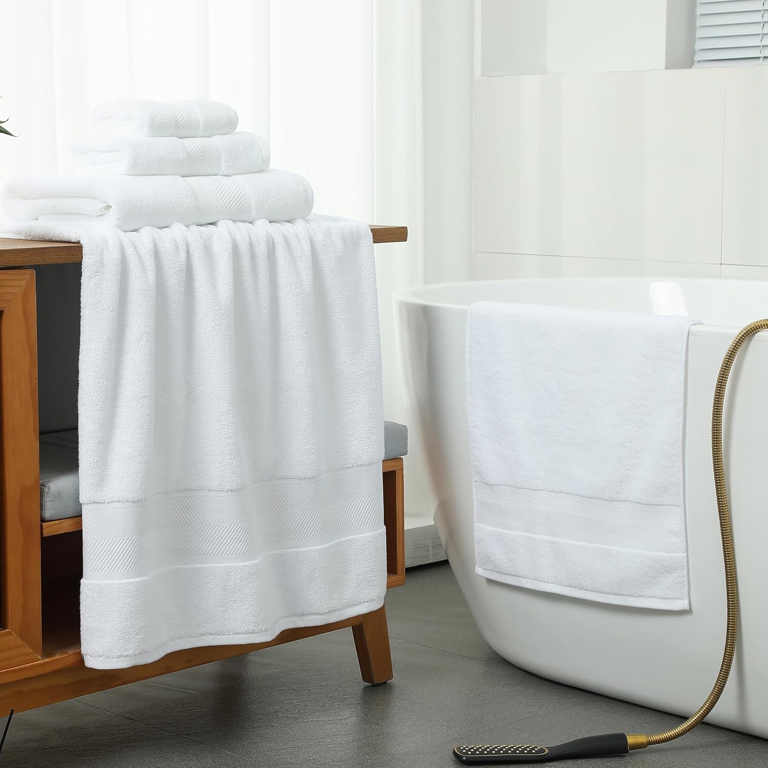 SimpleOpulence 6-Piece Cotton Towel Set - Soft Durable