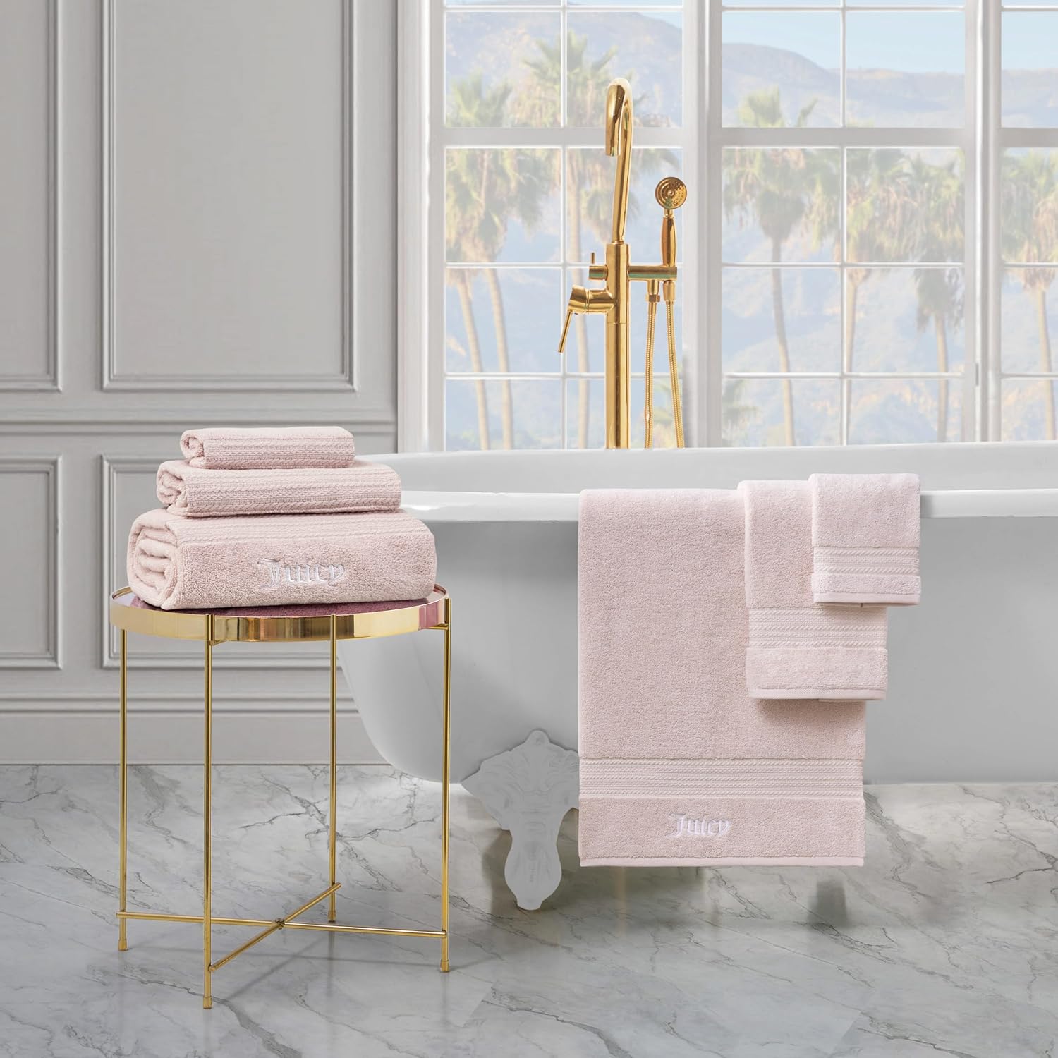 Juicy Couture Alyssa 6 Piece Bath Towel Set - Pink