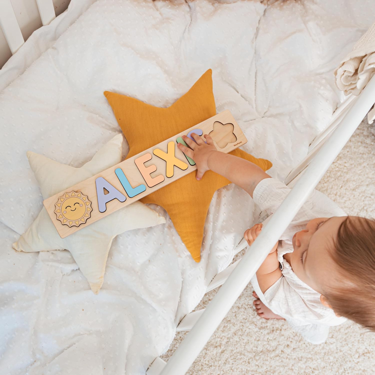 Personalized Wooden Name Puzzle with Pegs for Baby