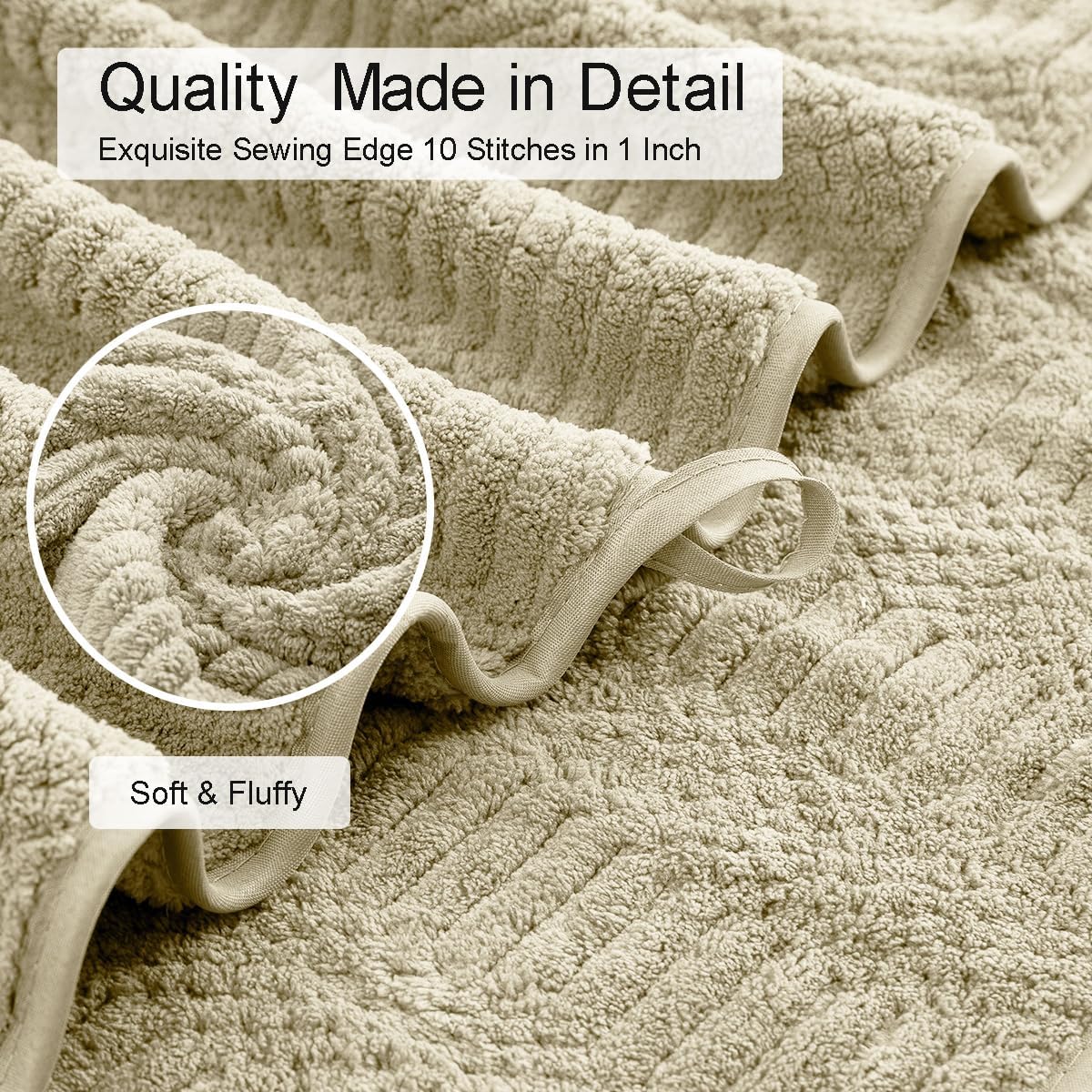 8 Pcs Tan Oversized Bath Towel Set - Soft Durable Quick Dry
