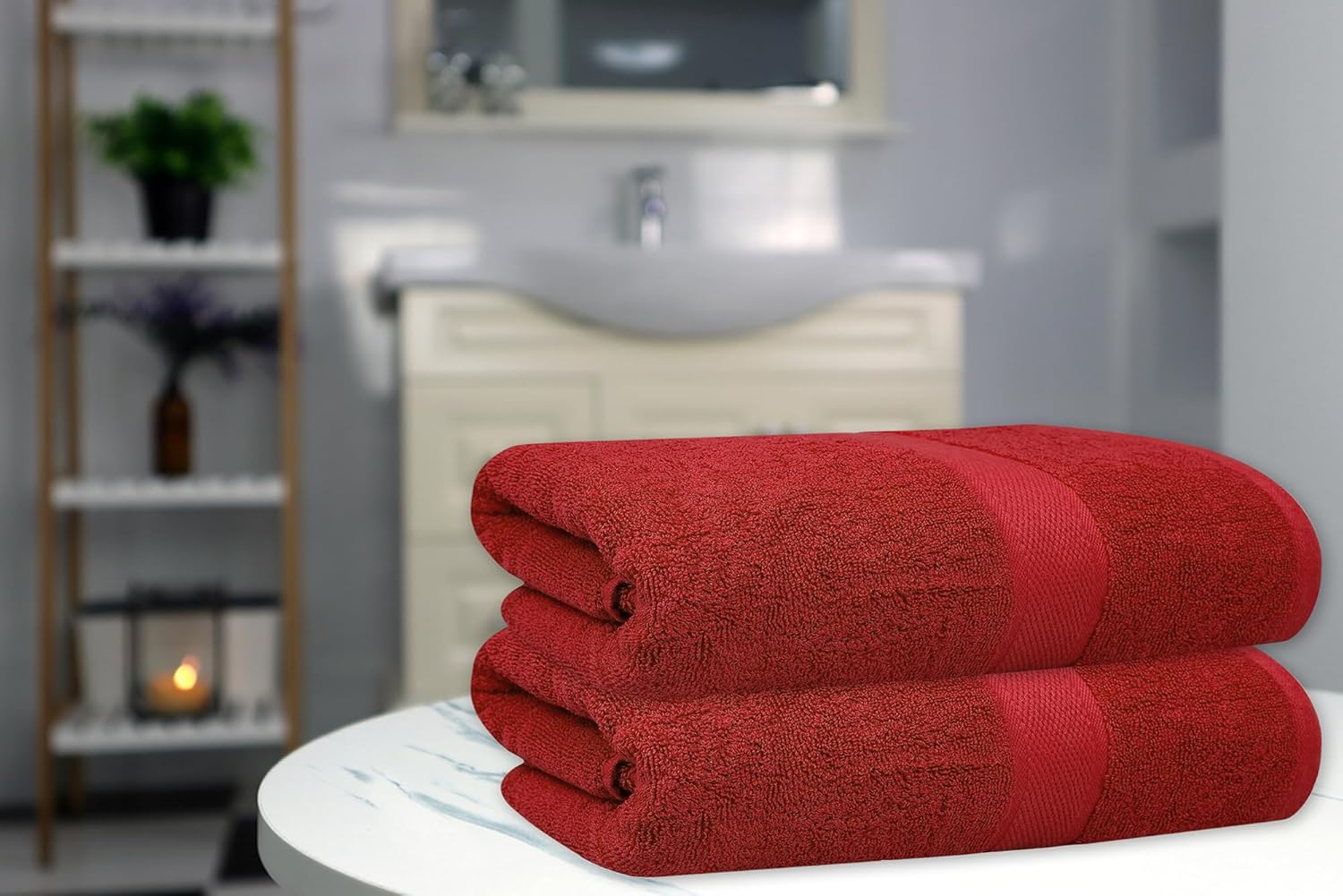 Lenenz Luxury Bath Towels 4 Pack Red 27x54 1