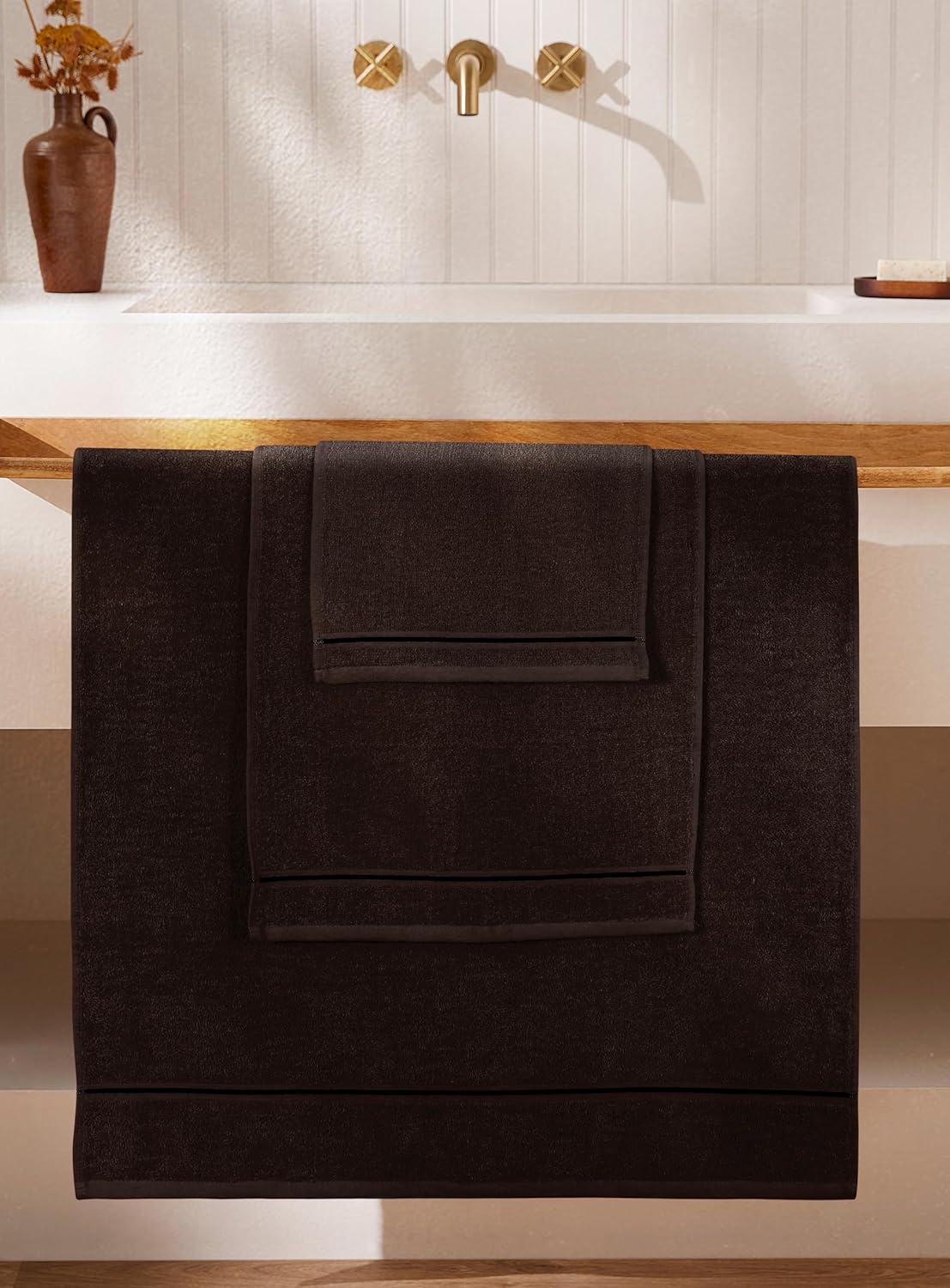 MyOwn Ultra Soft 3 Pack Cotton Towel Set - Chocolate Brown 1
