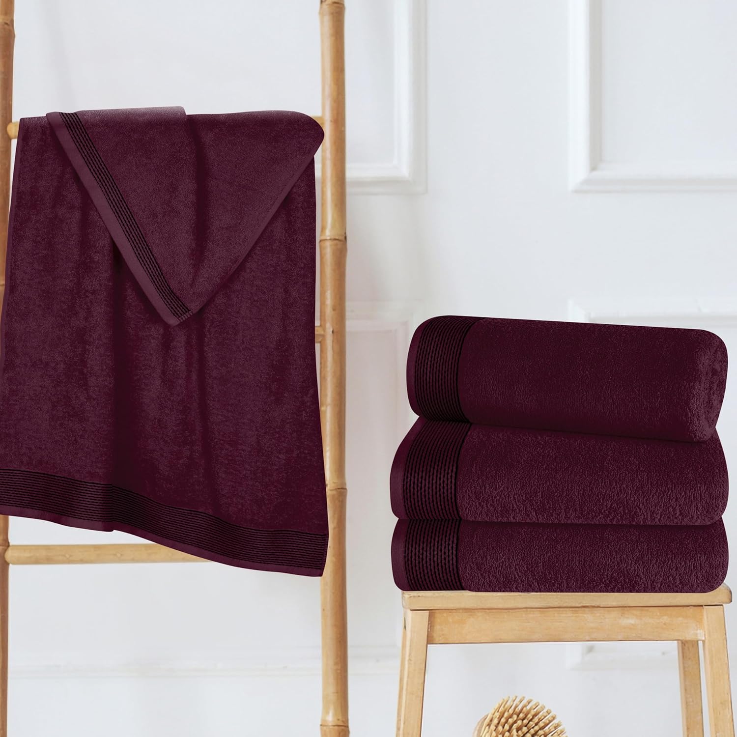 Belizzi Home Ultra Soft 4 Pack Bath Towels - 27x54 Inches Burgundy