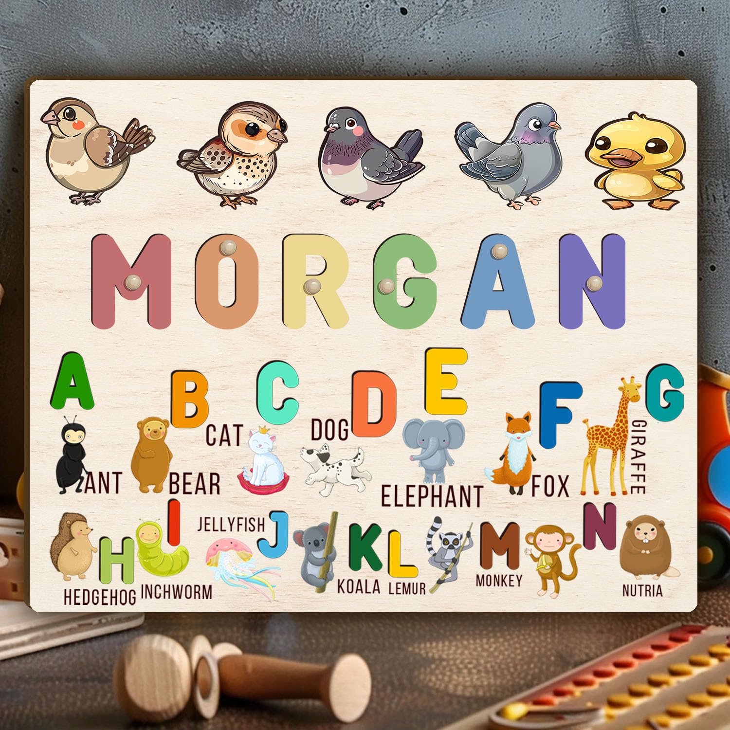 Personalized Wooden Name Puzzle for Kids 1-3 1