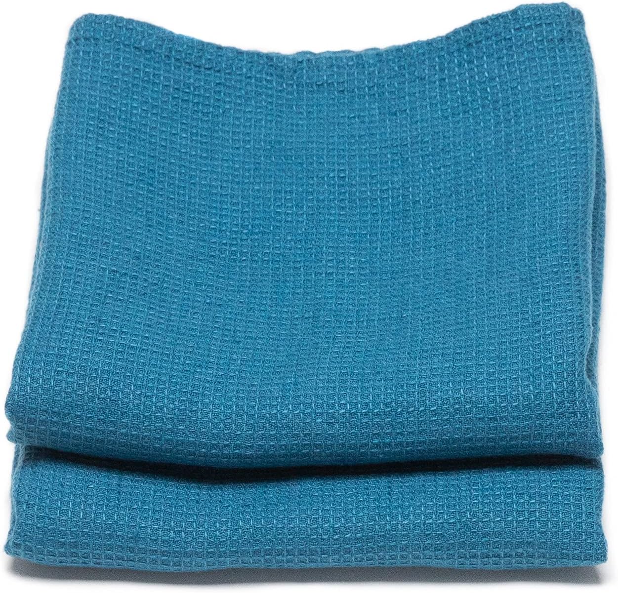 LinenMe Waffle Towel Set of 2 Sea Blue 50x70cm