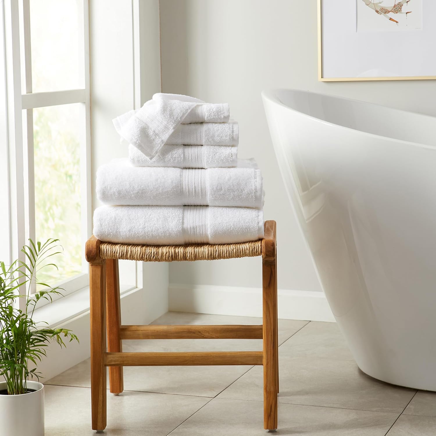 Great Bay Home White Bath Towel Set 6 Piece
