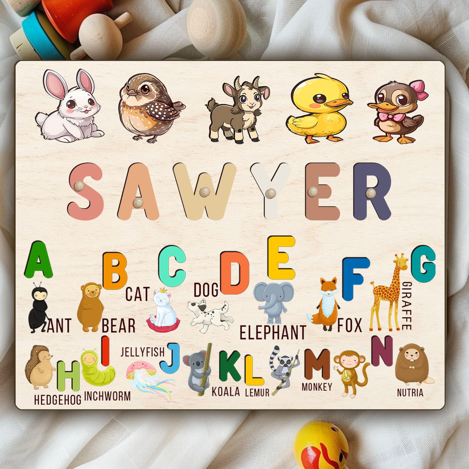 Personalized Wooden Name Puzzle for Baby Boy or Girl
