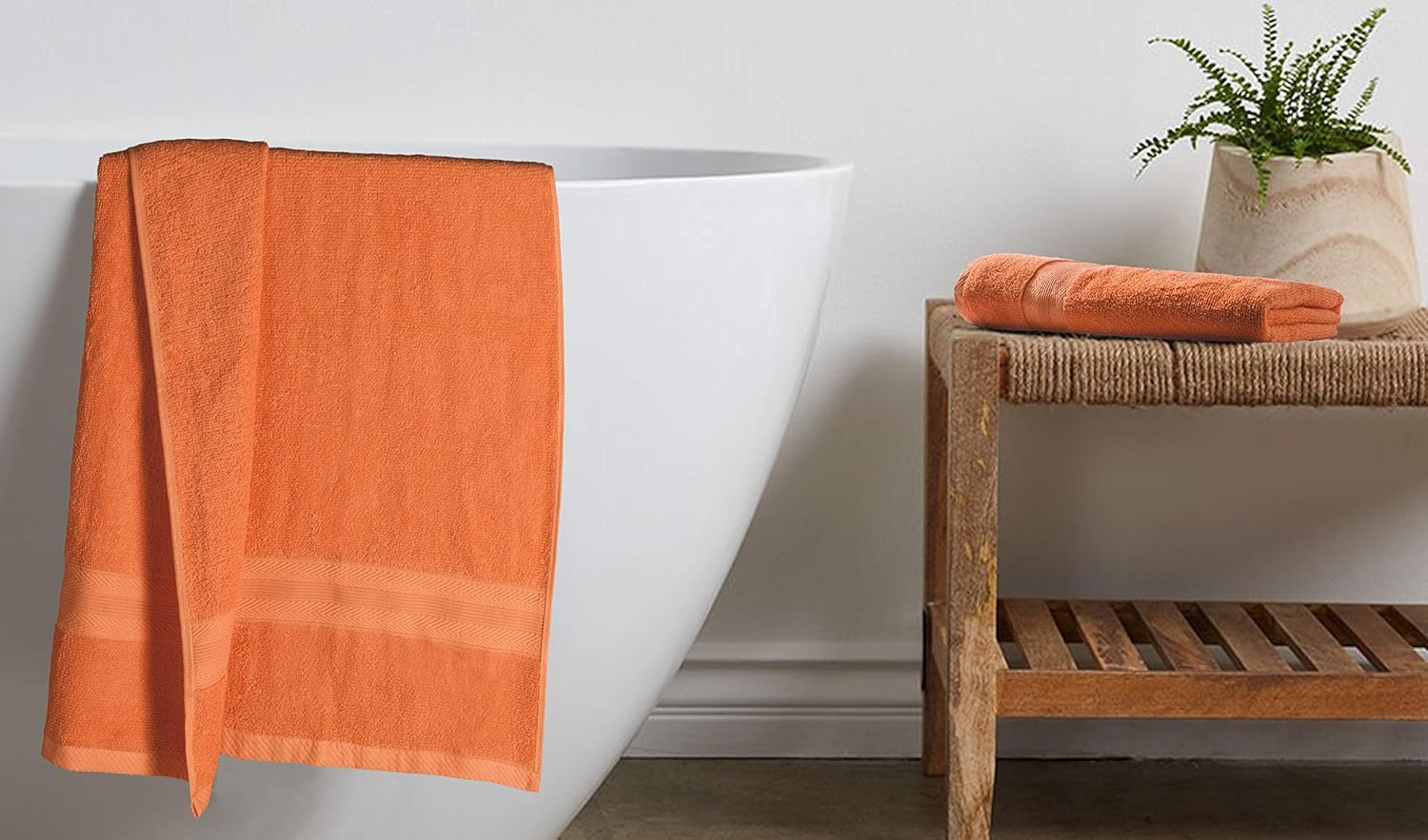 BOUTIQUO Premium Cotton 4 Pack Bath Towel Set - Orange 1