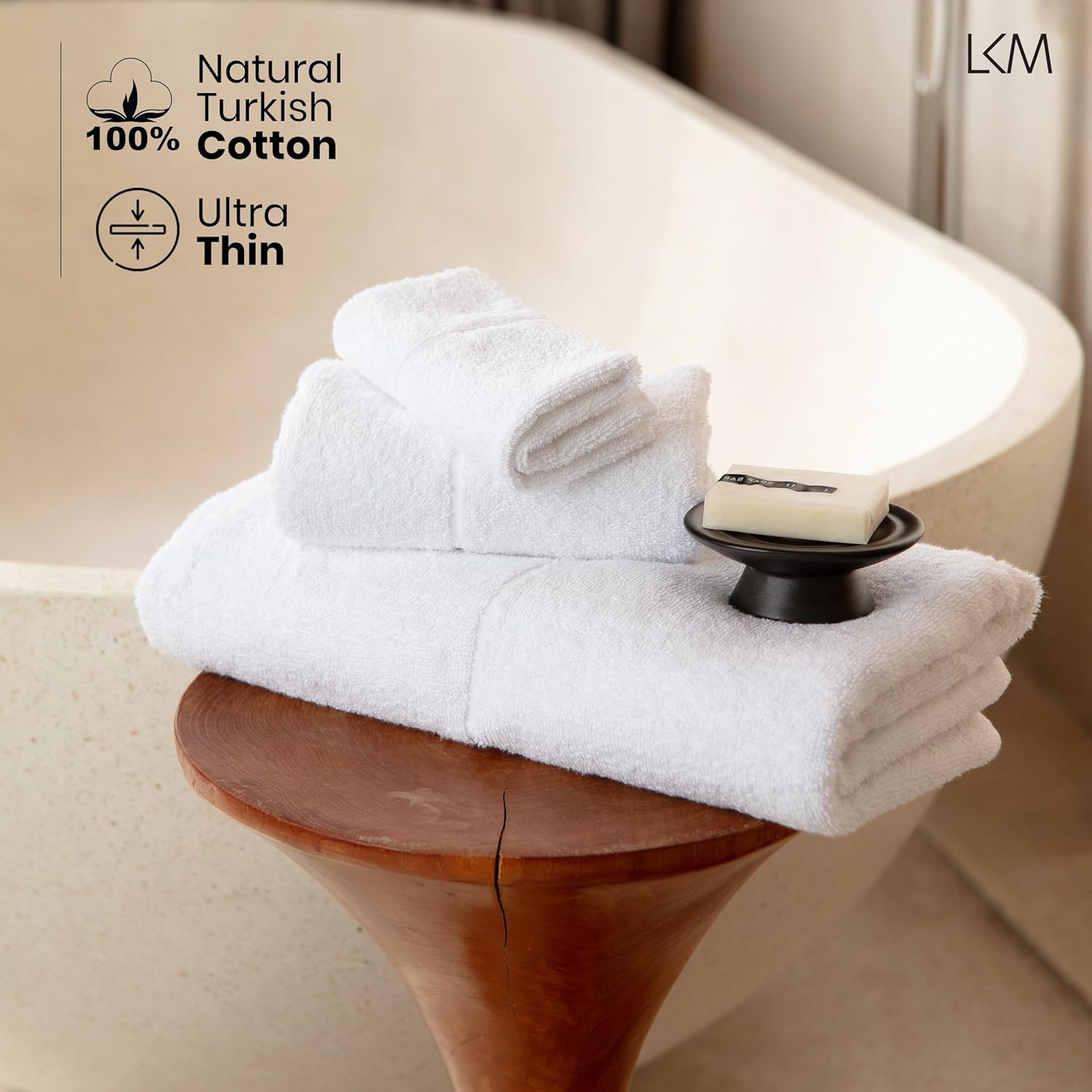 LKM Turkish Cotton Bath Towel Set 3 Piece Grey Luxury Towels