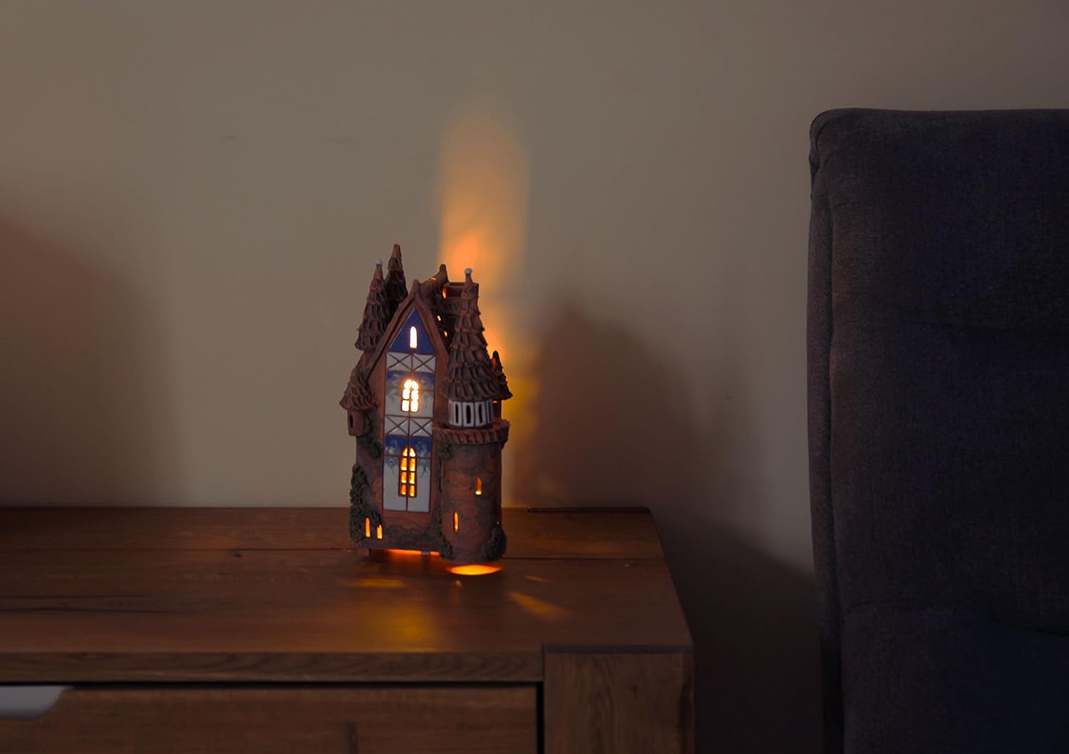 Midene Handmade Ceramic Tealight Candle Holder Fantasy Light House