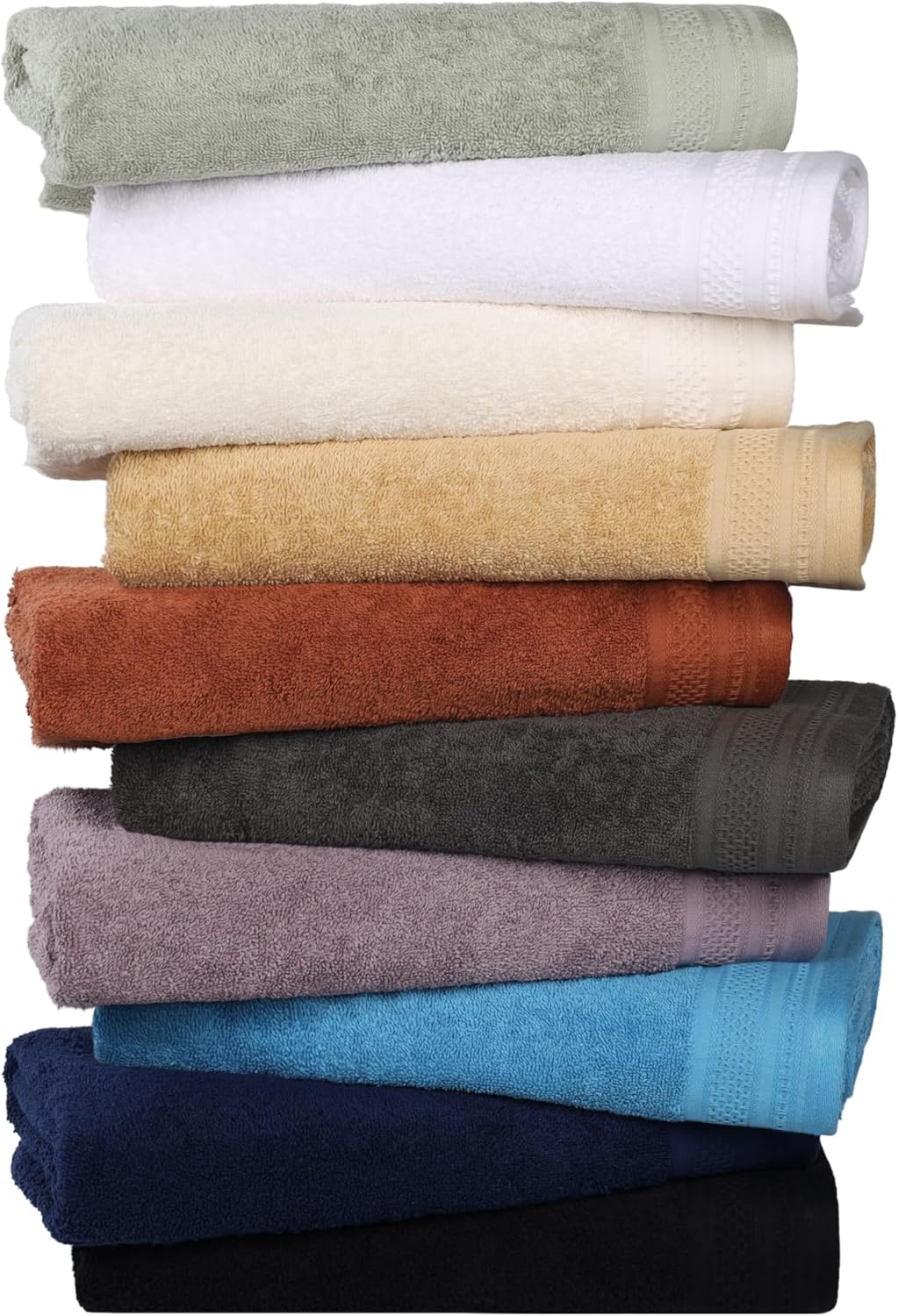 Superior 12-Piece Cotton Towel Set with Waffle Border