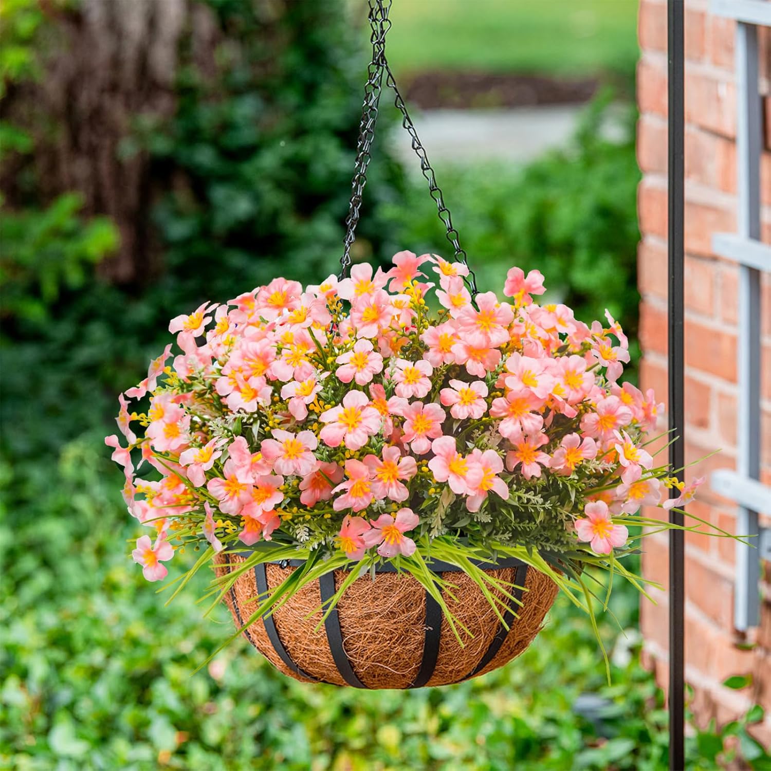 36pcs Mixed Pink Artificial Plants for Outdoor Decor
