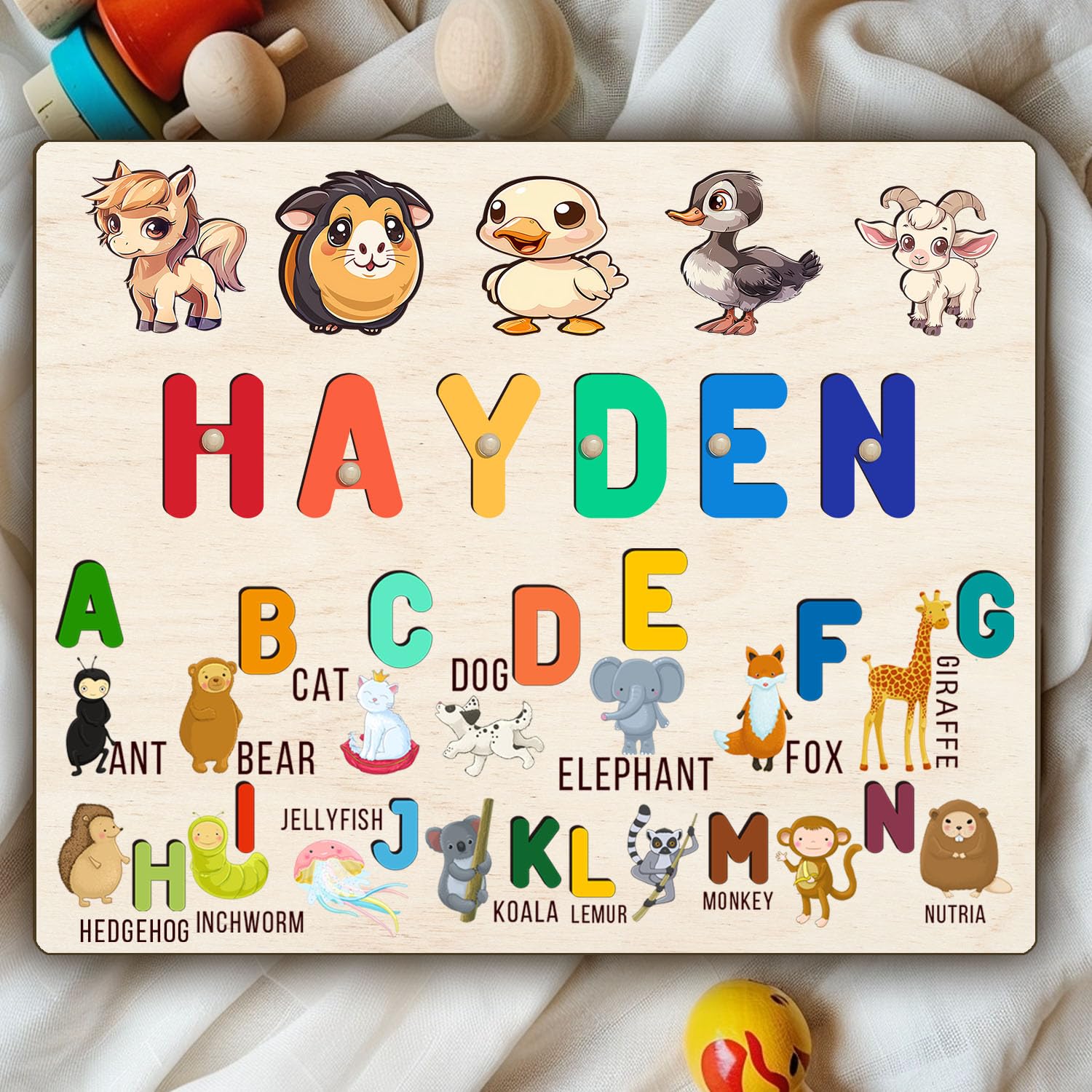 Personalized Wooden Name Puzzle for Baby 1-3 Years
