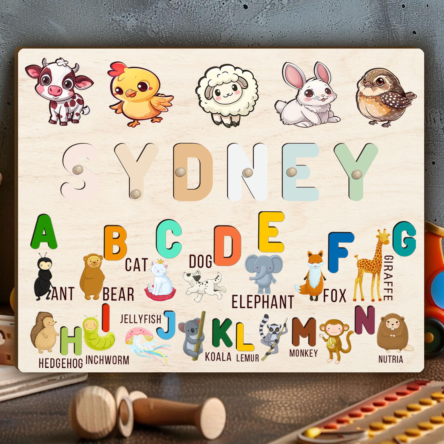 Personalized Wooden Name Puzzle for Toddlers 1