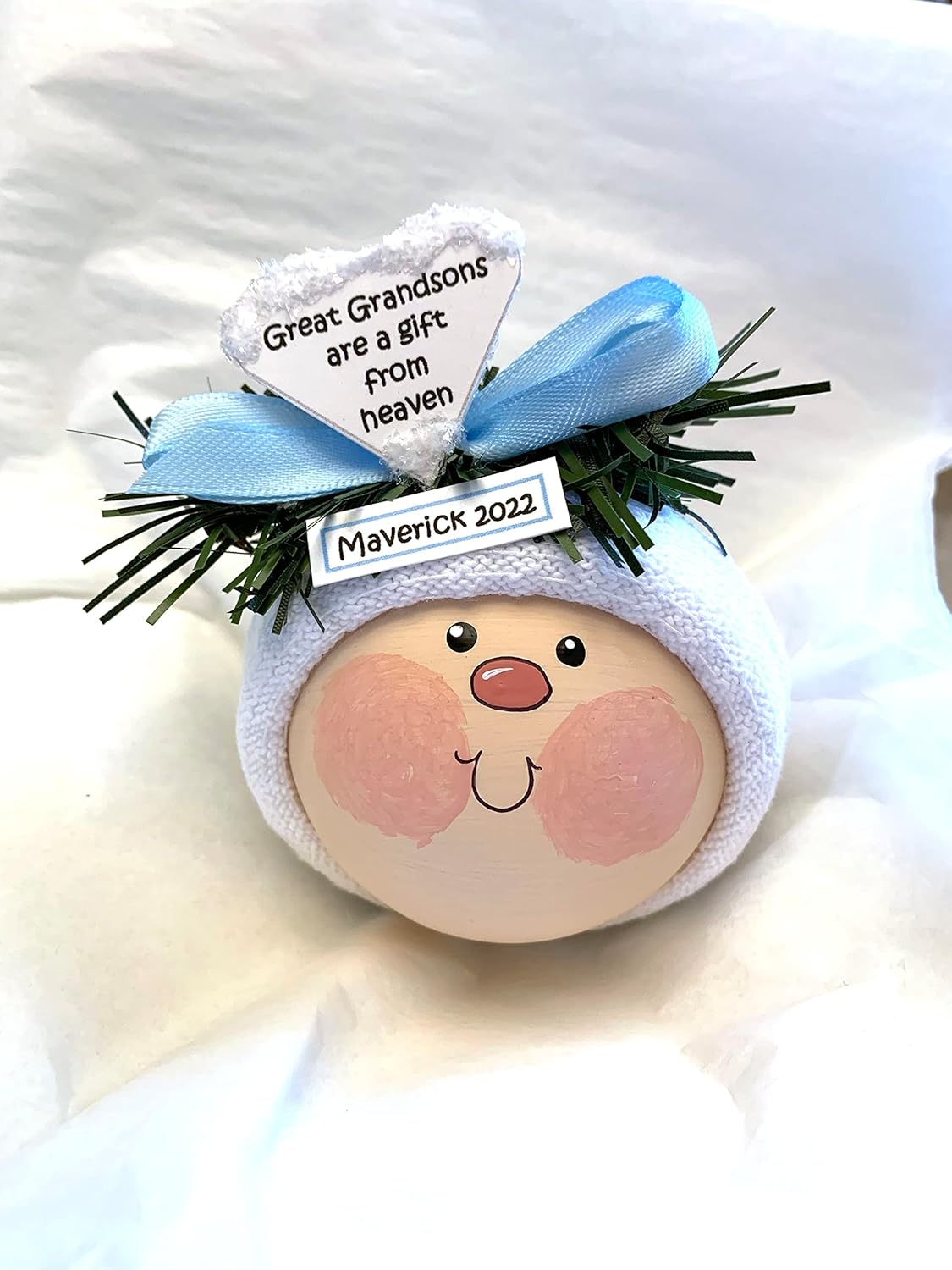 Handmade Christmas Ornament Heart BABY FACE