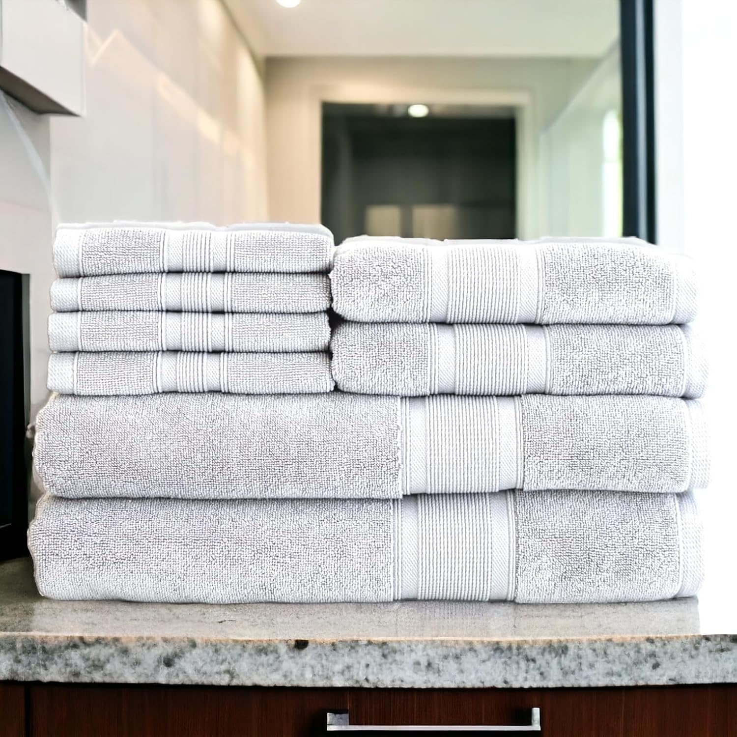 Luzia 8-Piece Bathroom Towel Set - Light Grey