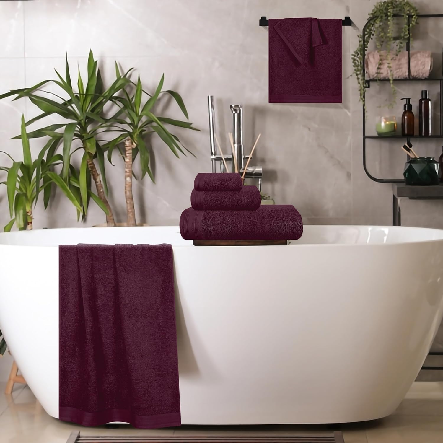 Ultra Soft Cotton Towel Set 6 Pack - Burgundy