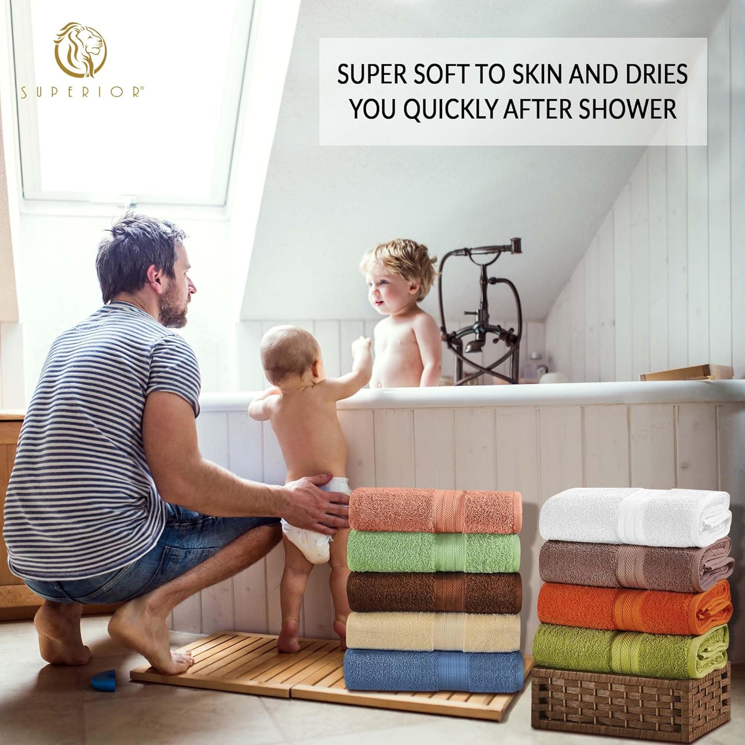 Superior 4-Piece Ivory Bath Towel Set 700GSM 100 Combed Cotton