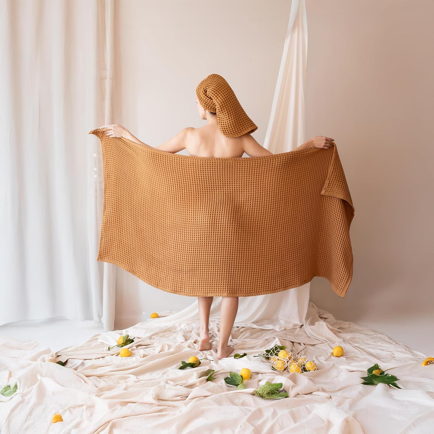 Viva Maison Waffle Bath Towels Set of 2 Extra Large