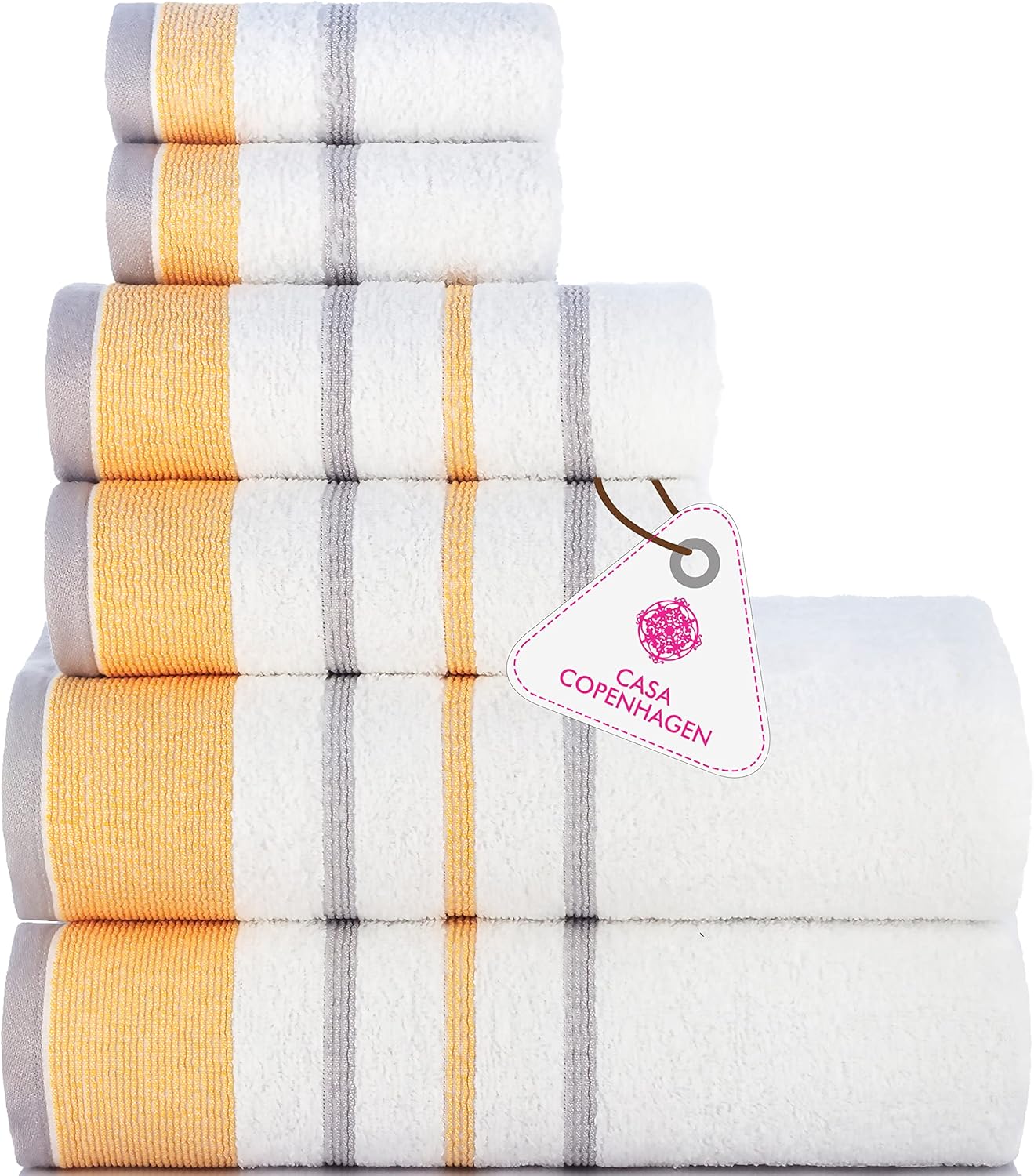 CASA COPENHAGEN White Bay 6 Piece Towel Set