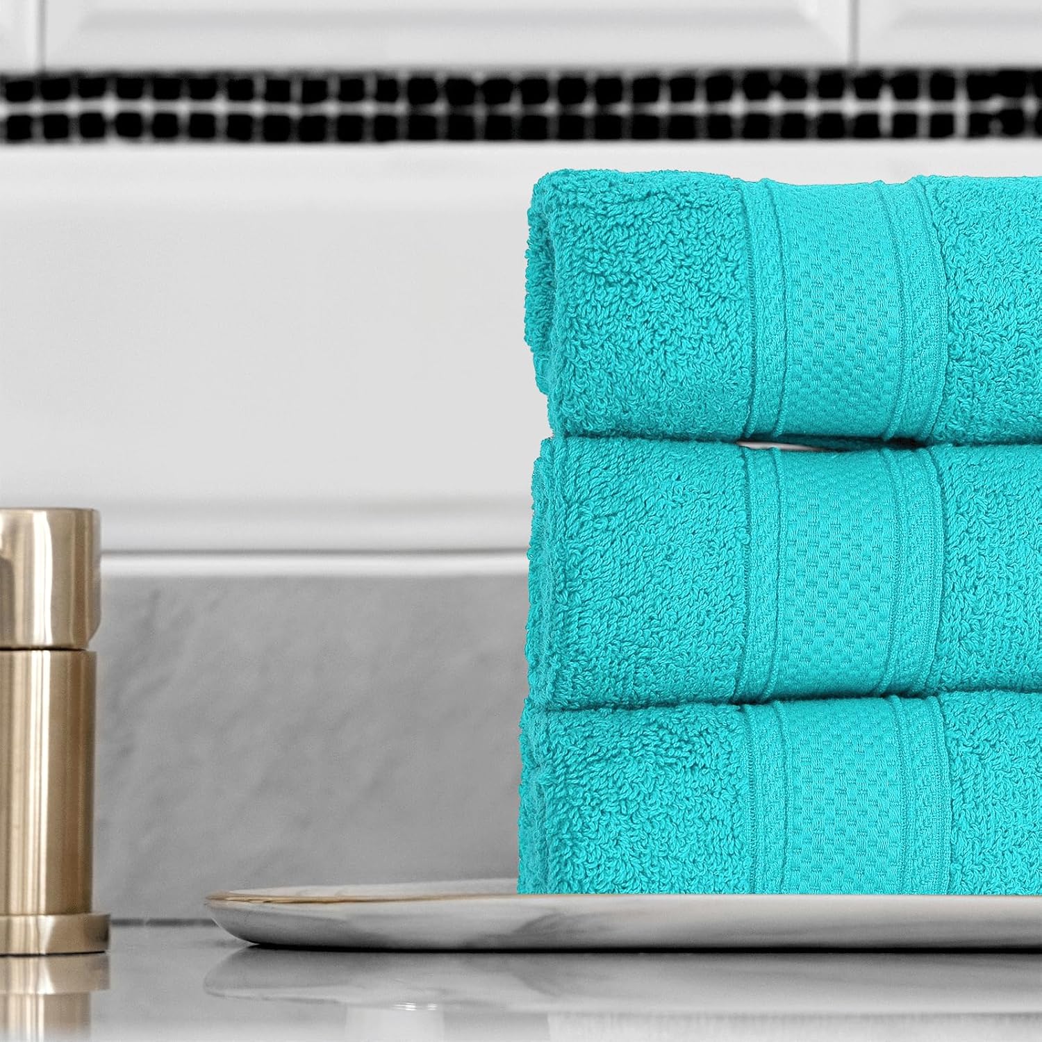 MoNiBloom 8-Piece Cotton Bath Towel Set - Turquoise