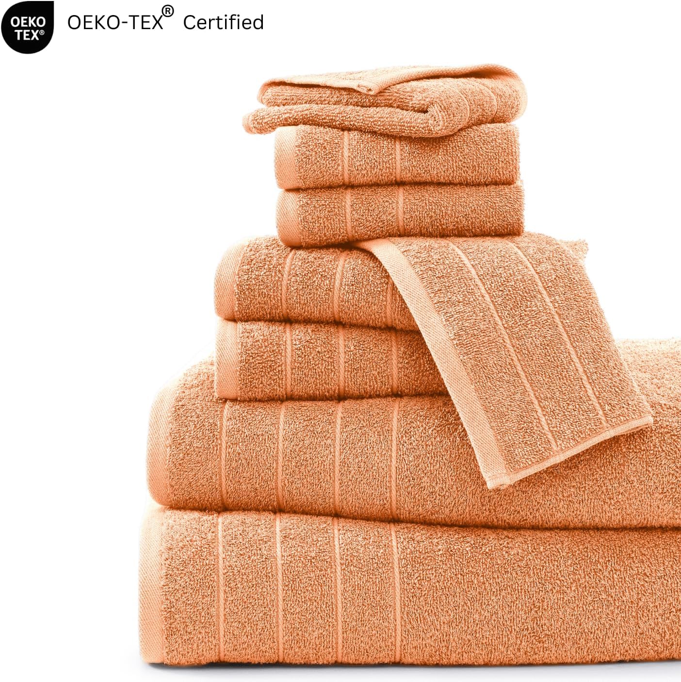 Casa Platino 100 Cotton Towel Set 8 Pc Peach Fuzz