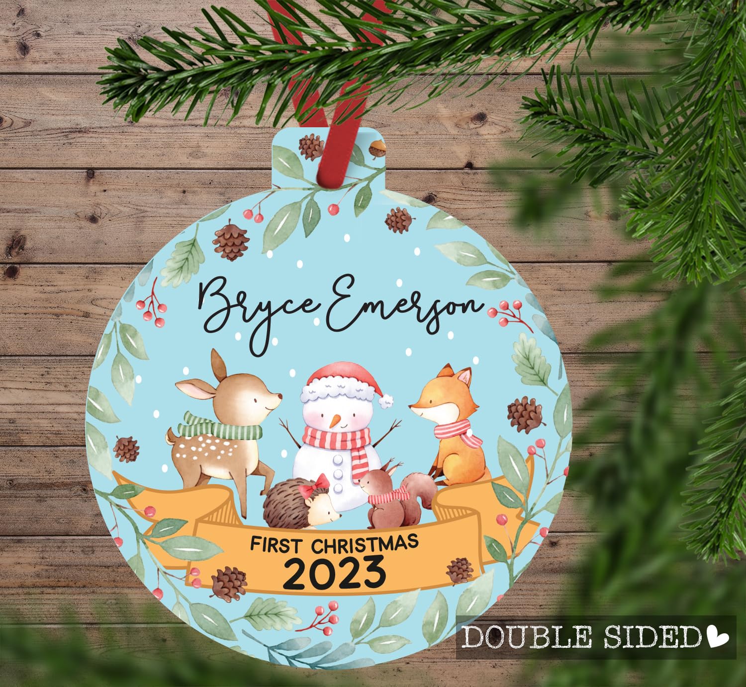2023 Woodland Animals First Christmas Baby Ornament 1