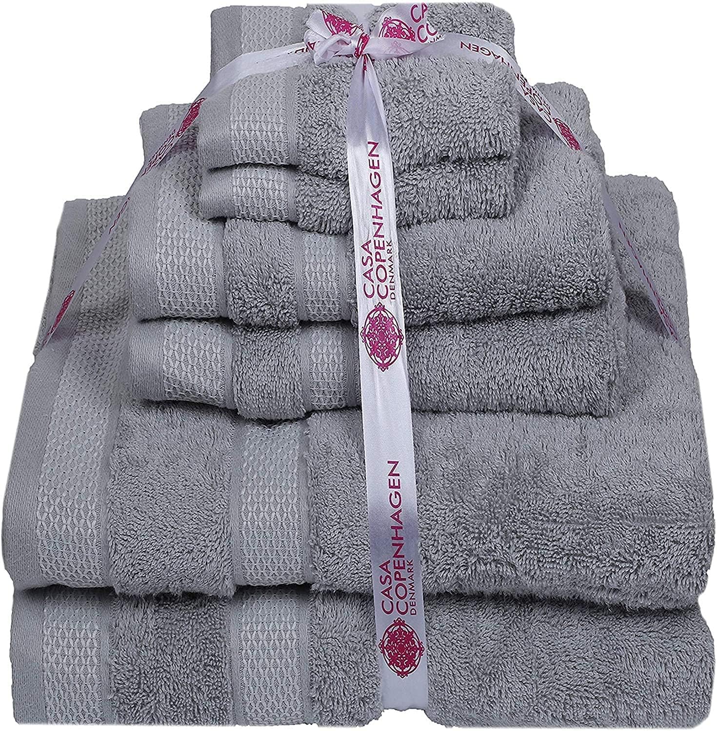 CASA COPENHAGEN Grey Violet Turkish Towel Set 6 Piece