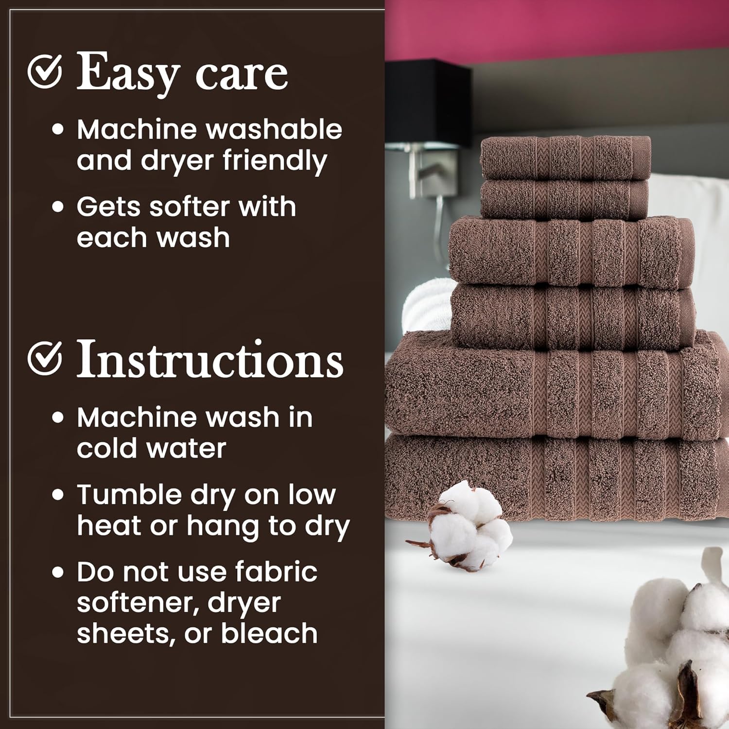 HALLEY Turkish Towels Set 6 Piece 650 GSM 100 Cotton
