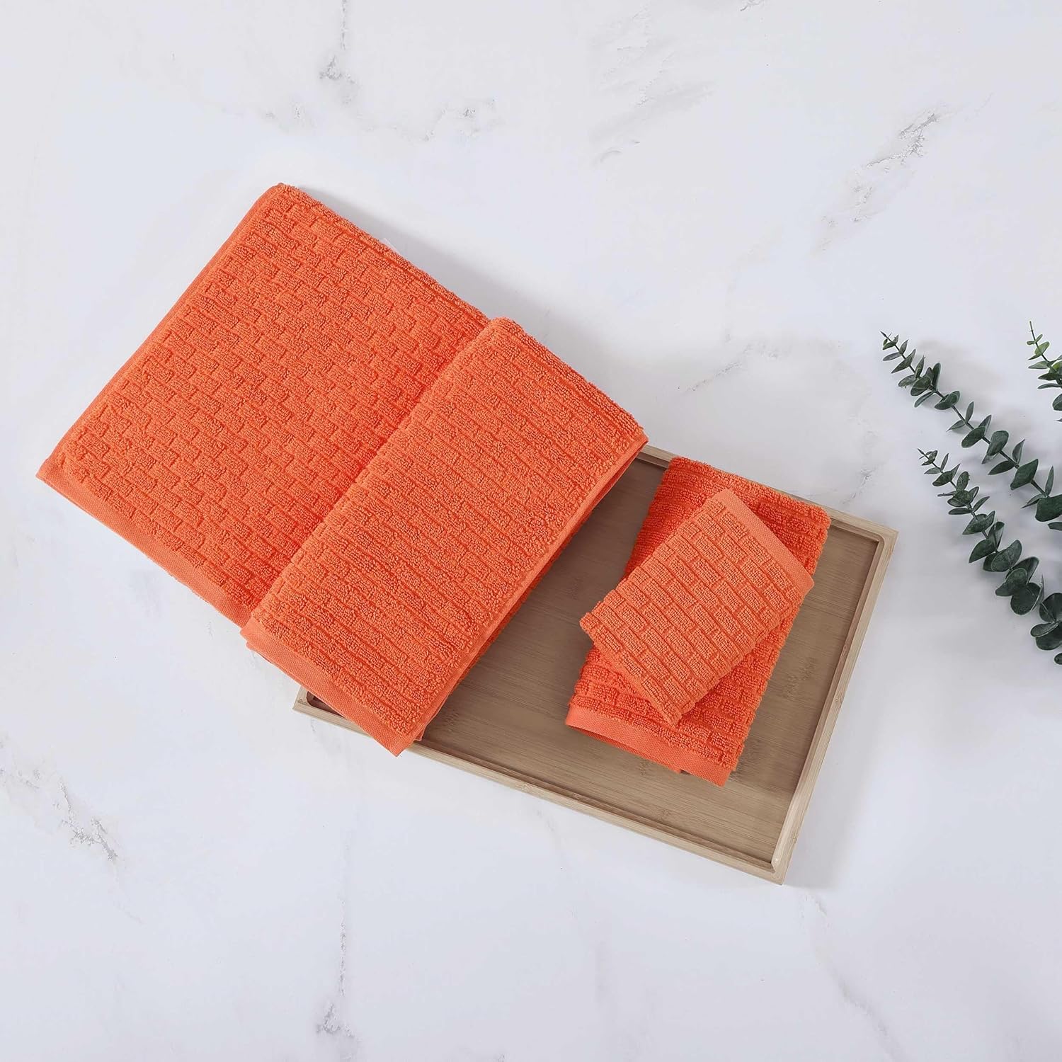 Tommy Hilfiger Brick Texture Orange Towel Set 6 Pack