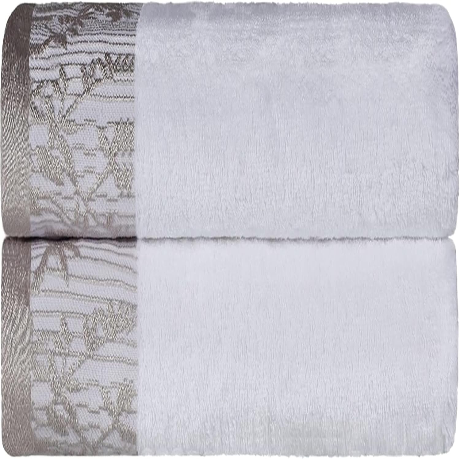 Superior Cotton Bath Towels Set of 2 with Floral Border