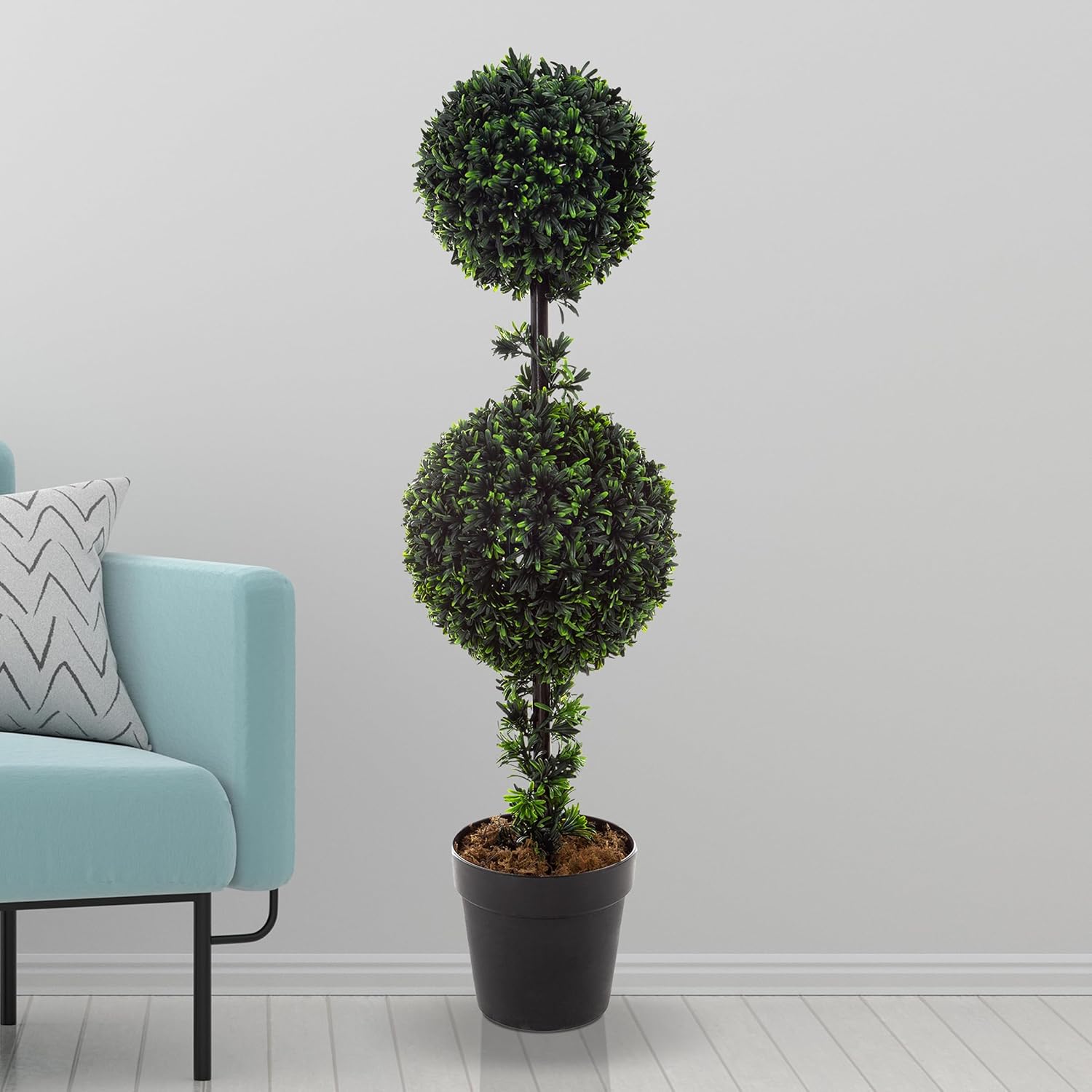 Artificial Topiary Tree - 36 Inch Double Ball Faux Plant