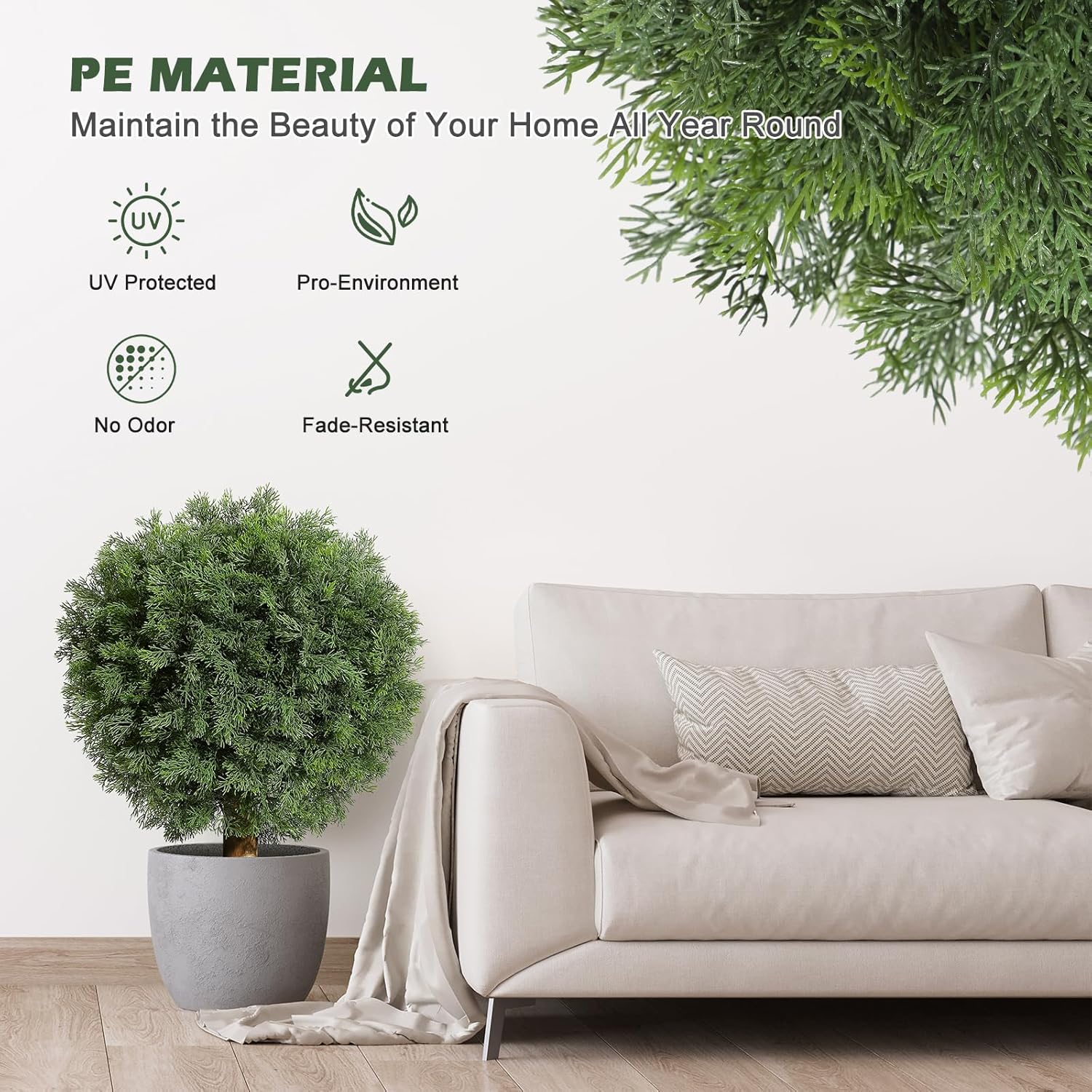 GarveeHome 24 Artificial Cedar Topiary Ball Tree 2 Pack