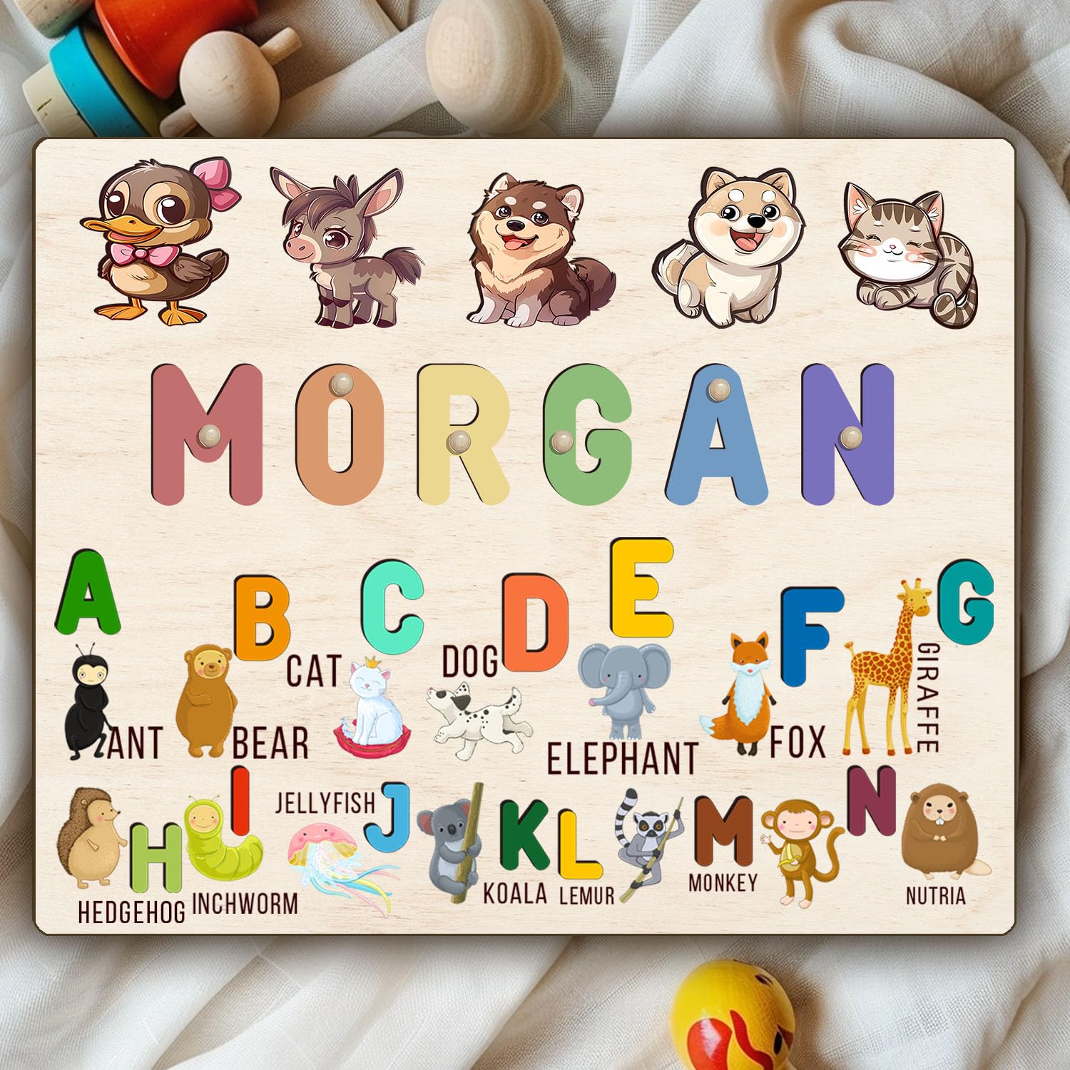 Personalized Wooden Name Puzzle for Toddlers 1-3 1