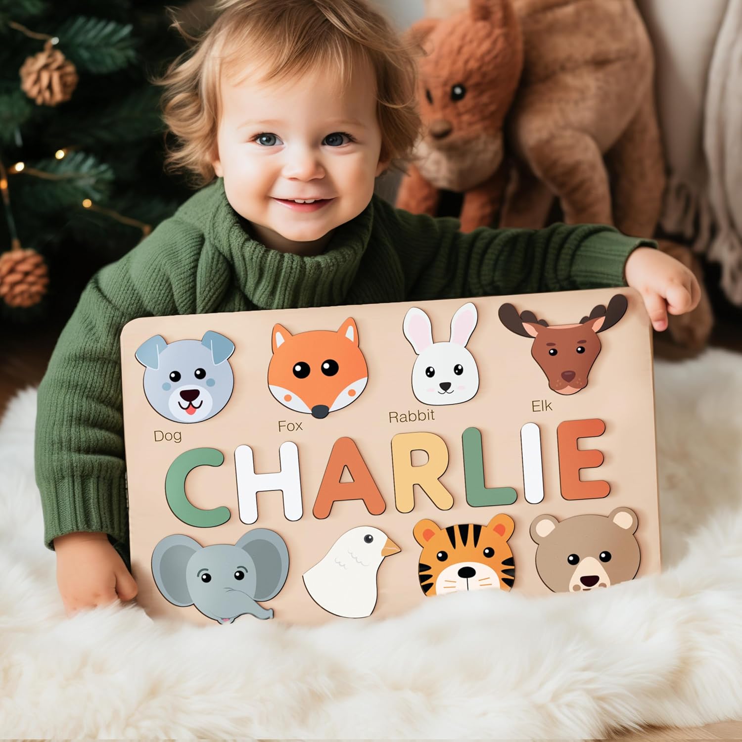Zuzu Puzzle Personalized Baby Name with Animals