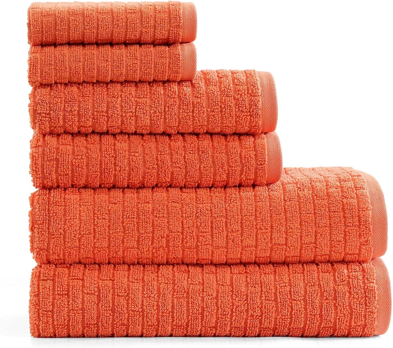 Tommy Hilfiger Brick Texture Orange Towel Set 6 Pack